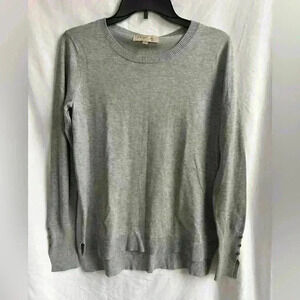 Philosophy Gray crewneck Sweater with Gold Button Details on Sleeves Size S